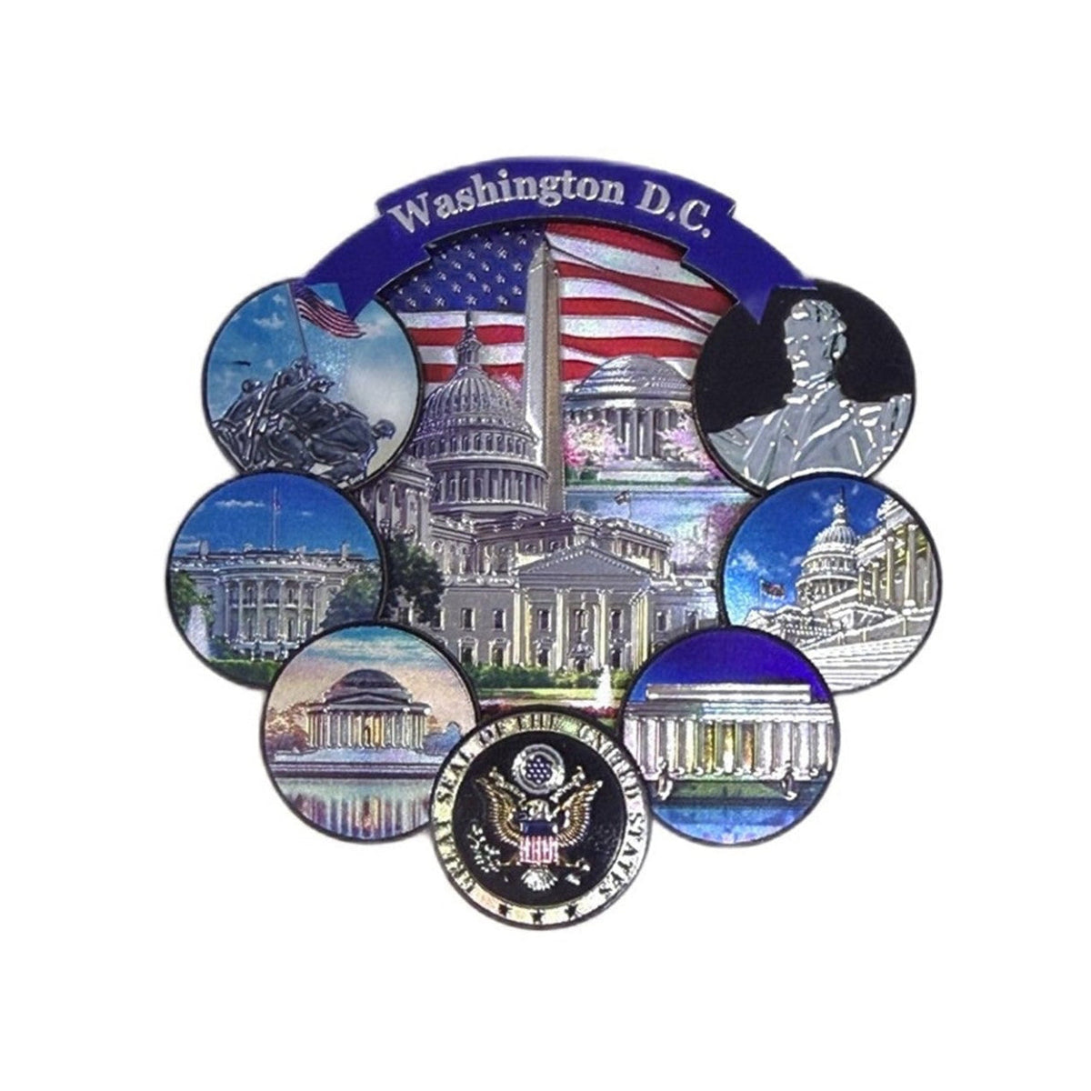 Washington DC Round Monuments Magnet