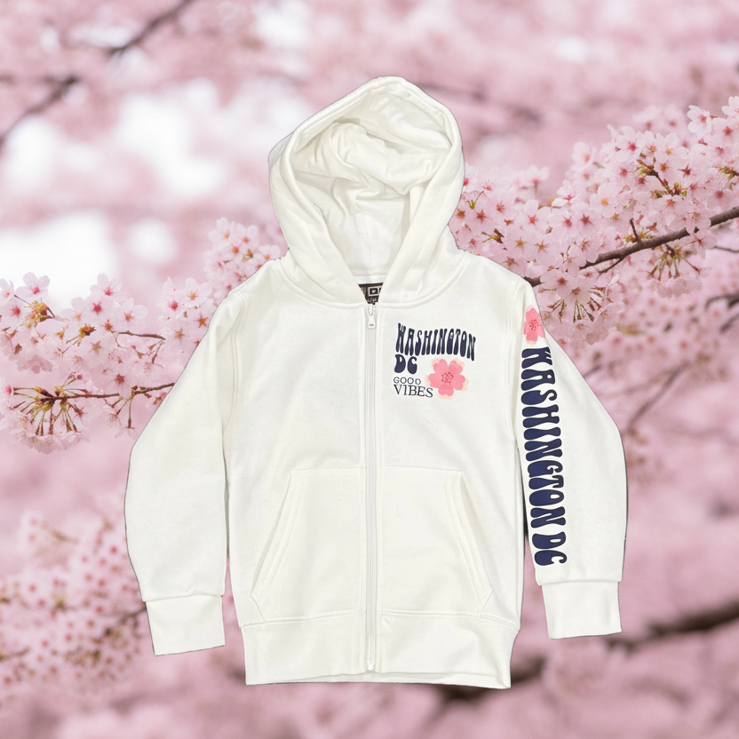 Cherry Blossom Good Vibes Kid's Zip Up Hoodie