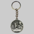 Keychain with a design of Washington D.C. on a gray background