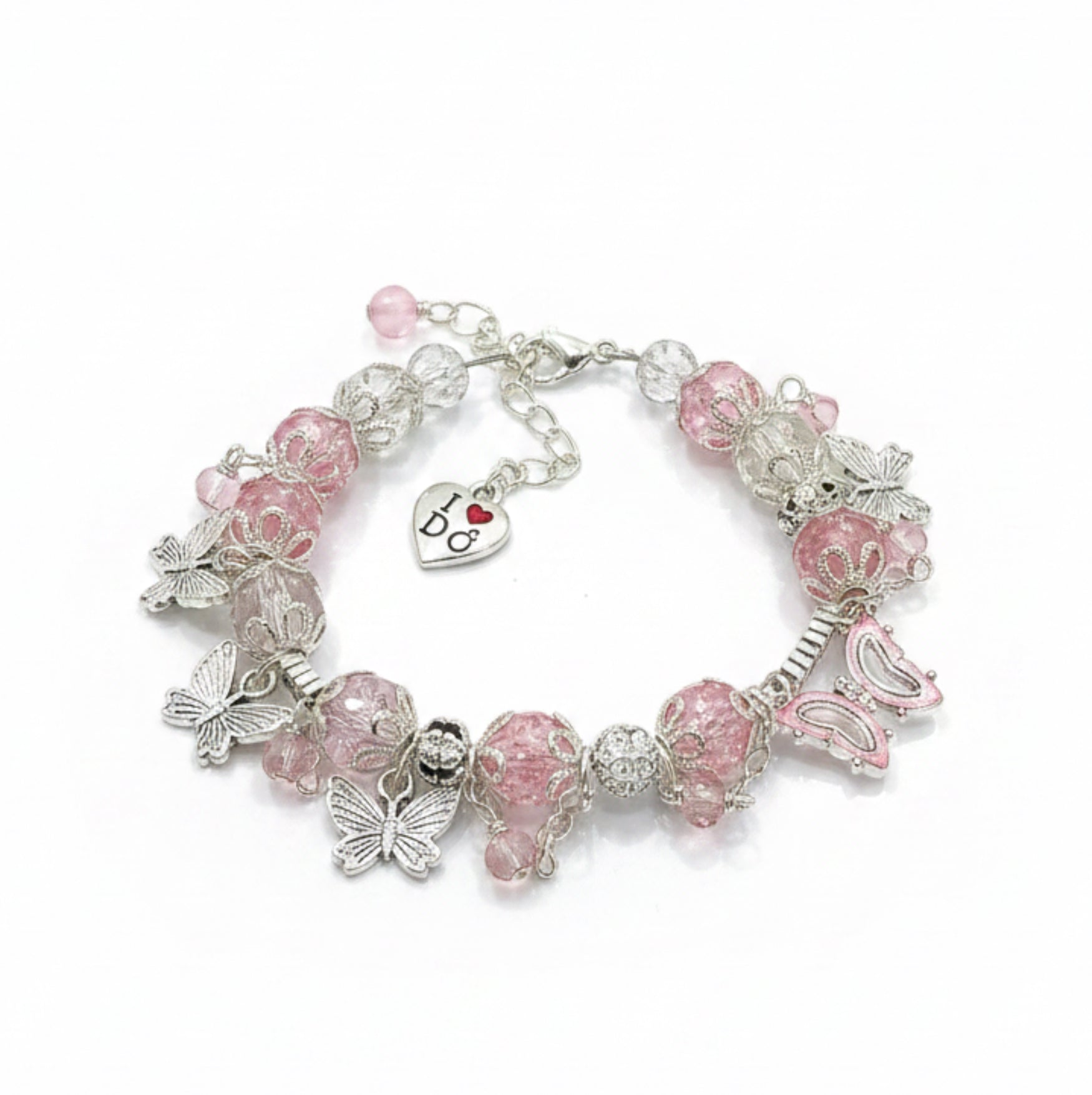 DC Silver and Pink Bobble Bracelet