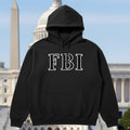 Black hoodie with FBI in big letters on the front