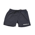 Black shorts with 'Washington DC' design on a white background