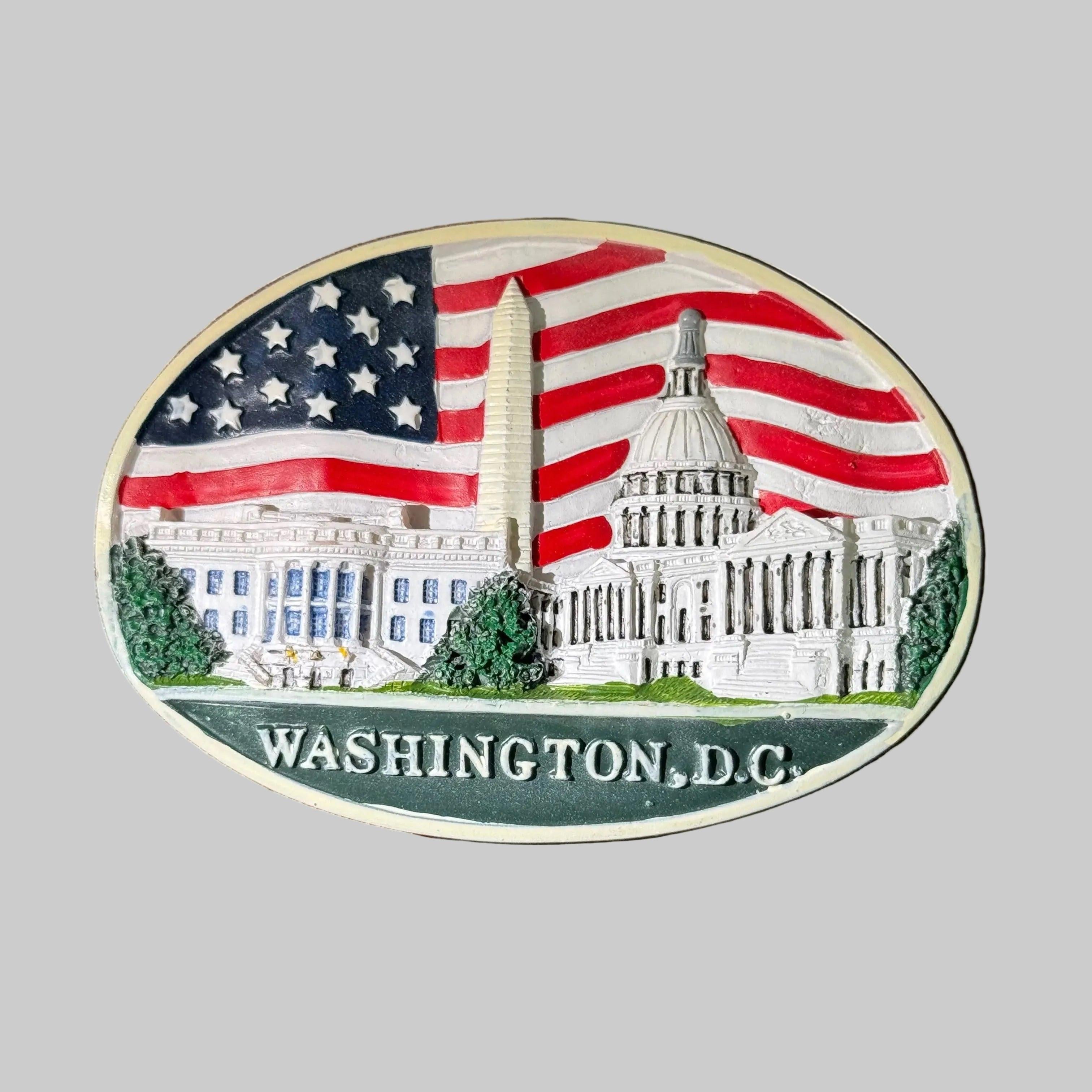 DC Landmarks Flag Oval Ceramic Magnet.