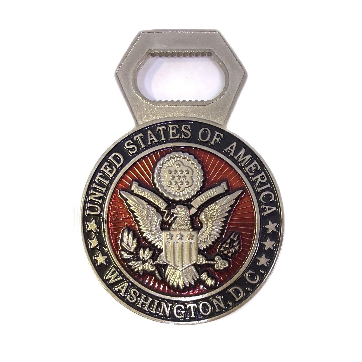 Washington DC Silver and Red Crest Magnetic Bottle Opener